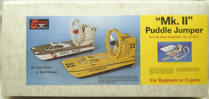 Sterling Mk.II Puddle Jumper - 30 Inch Long Air Boat For R/C Operation - Sport or Coast Guard Version, B27 plastic model kit